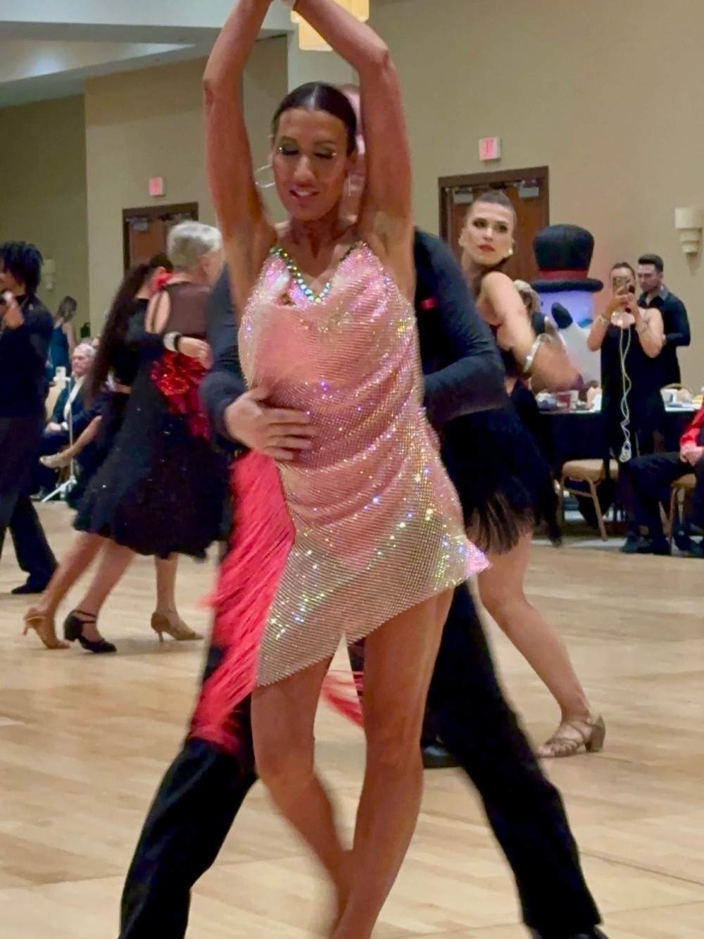 Sequin Pink Latin Dance Dress
